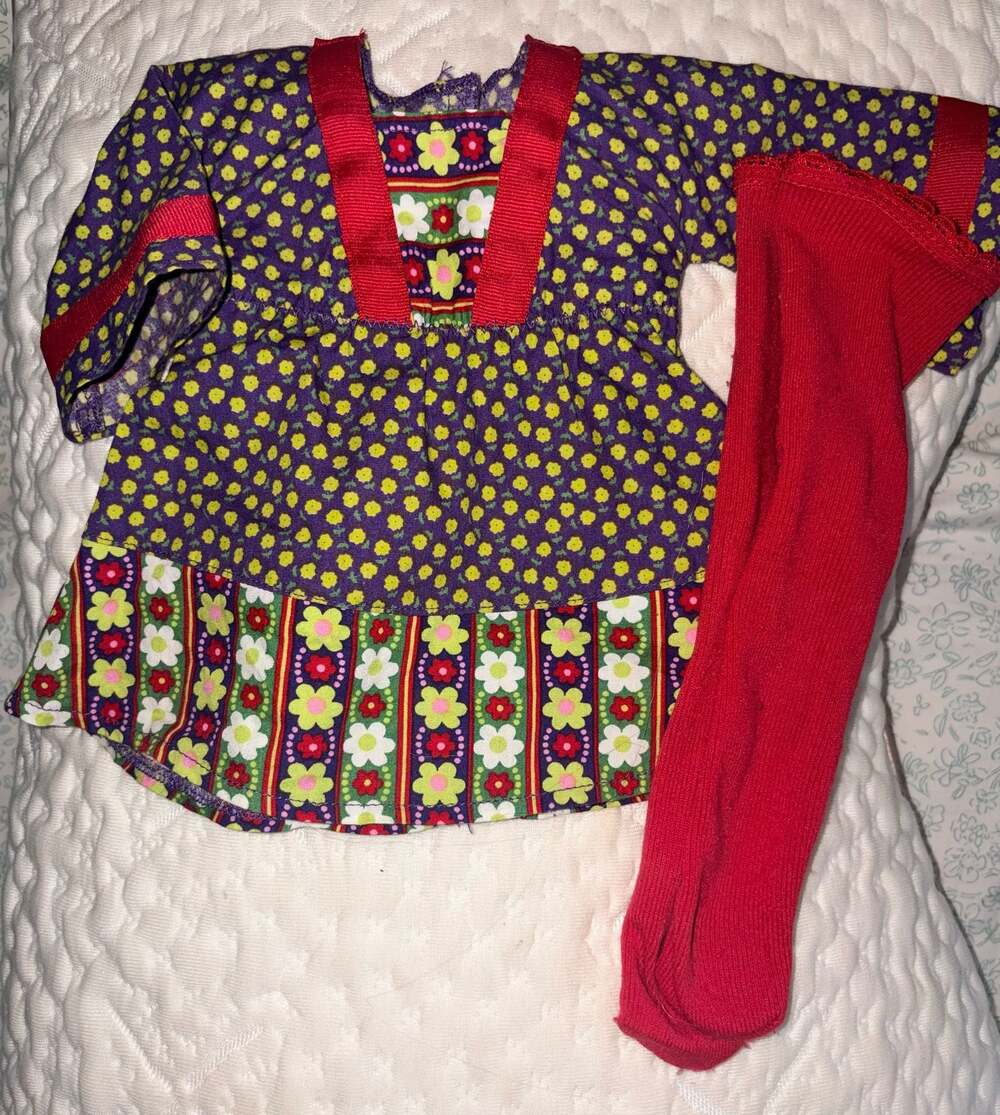 American Girl Julie Doll Calico Dress Outfit Top and Tights